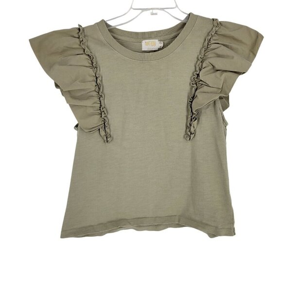 Nation Ltd Para Boxy Tee Moss ruffle large Coquette Romantic feminine demure - Picture 2 of 7
